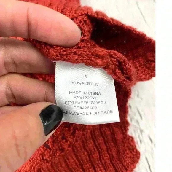 Rusty-Red Zig Zag Chevron Sweater Top SMALL 100% Acrylic Women's Pink Rose - Picture 5 of 12